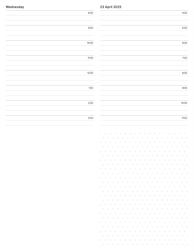 Split Day planner design